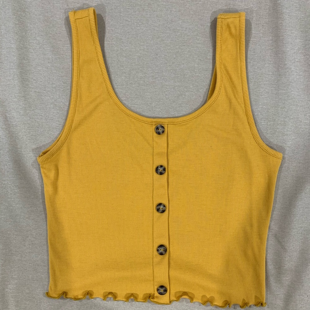 Mustard Yellow Button Tank Top, Small